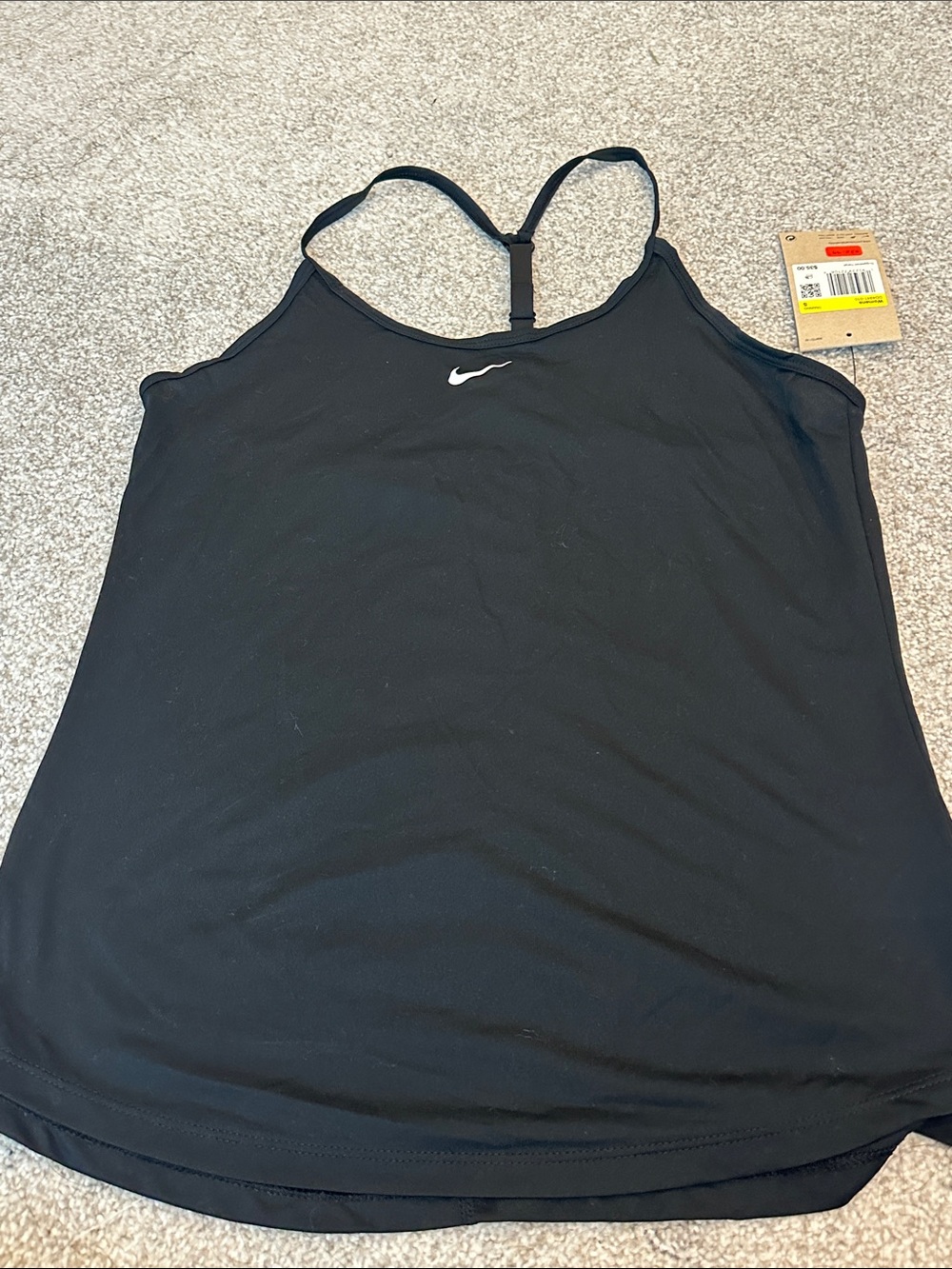 Nike Black Slim Y-Back Tank Top with White Swoosh